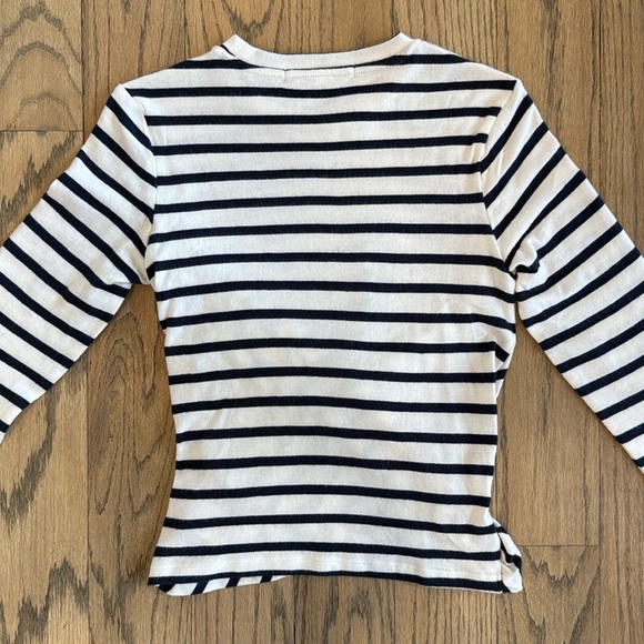 Joe’s Women’s Navy Striped Long Sleeve Wrap Front Top Size X-Small - Picture 11 of 11